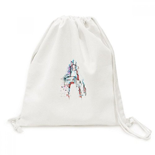 Sac à dos voyage léger en toile aquarelle Rue Moderne avec cordons de serrage confort