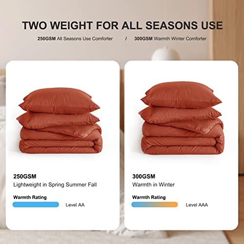 Cottebed Burnt Orange Queen Comforter Sets Clearance Prime, Soft Washed Cotton Lightweight All Season Terracotta Full Sized Bedding Down Alternative Comforters Pillowshams Men Women(Orange,Queen/Full) #TOP5
