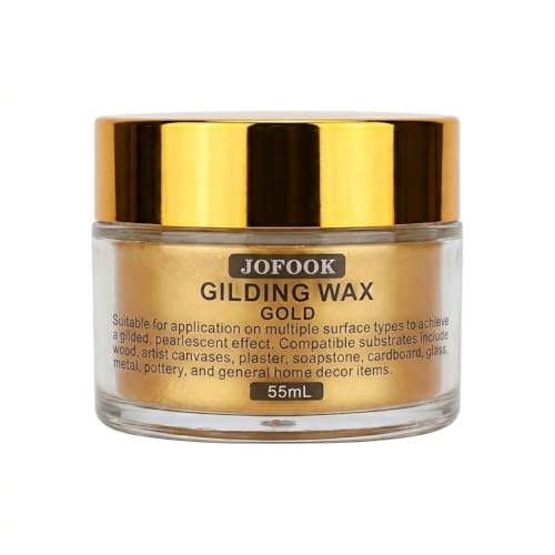JOFOOK King Gold Gilding Wax 55ml One Step No Sanding Antique Metallic Wax for Wood Metal Glass Plaster Resin Professional Finishing Paste for Furniture & Picture Frame Restoration