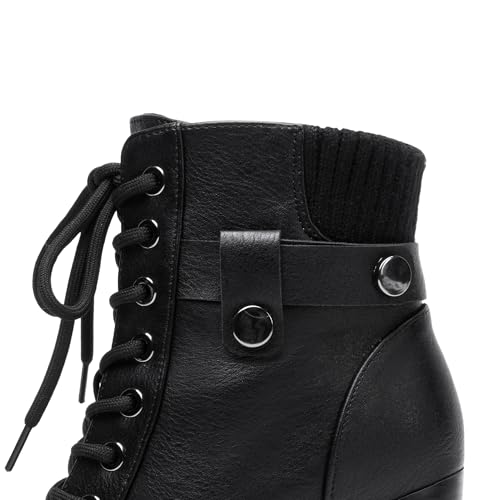 DREAM PAIRS Women's Lace up Combat Ankle Booties Shoes,Black,7.5 by DREAM PAIRS - Used condition - Image 5