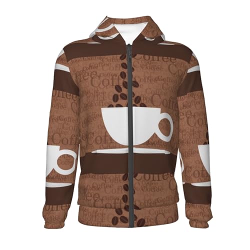 Coffee Cafe Cup Kids Pullover Hoodies Boys Zip Up Sweatshirts Girls Athletic Clothes with Pocket2