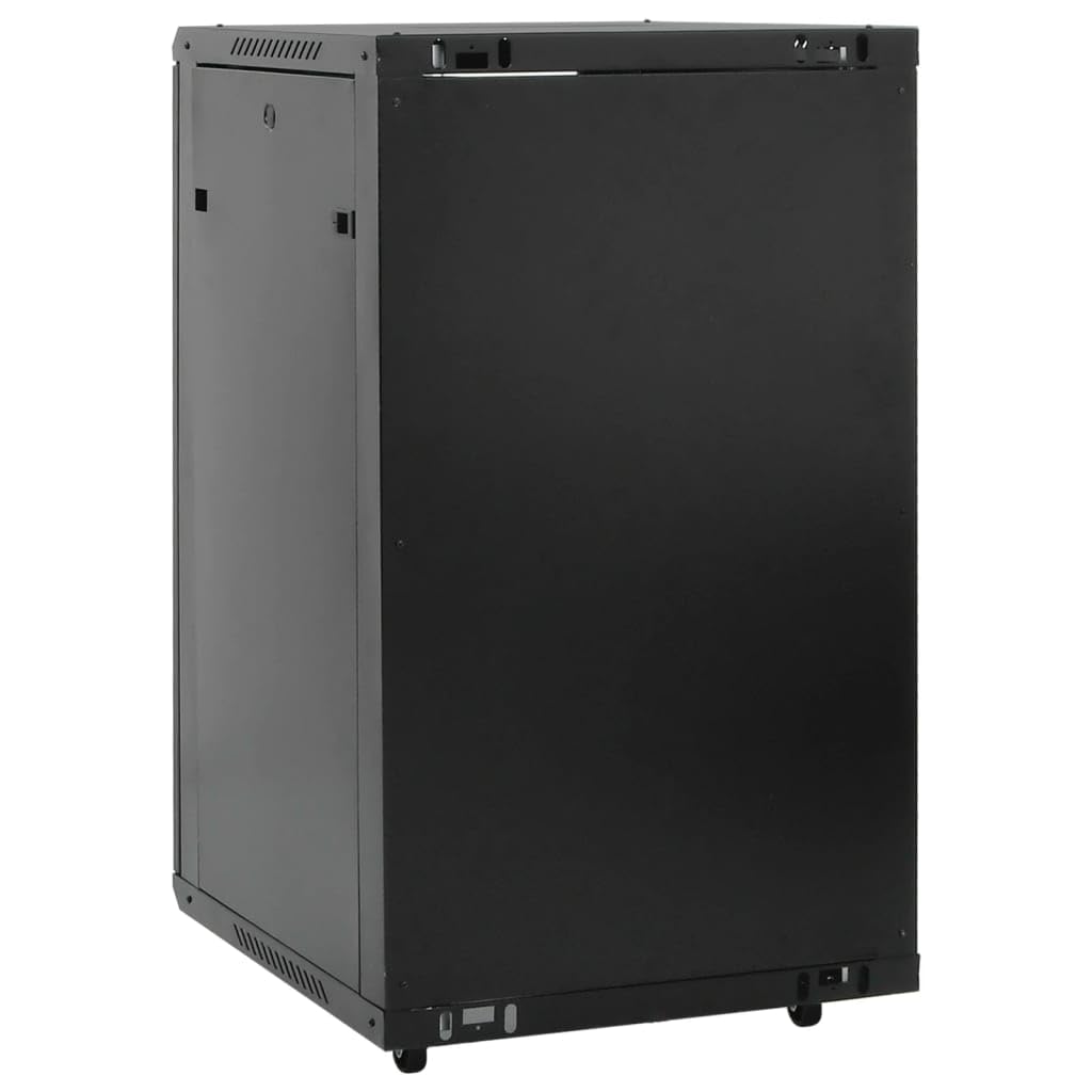 vidaXL Coffret de réseau 18U 19" IP20 Noir 60x60x100 cm, Coffret de réseau sur Pied, Armoire de données, Support de réseau