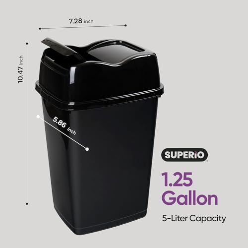 Caneca de Basura Pequeña Negra 5 L con Tapa Giratoria miniatura 2