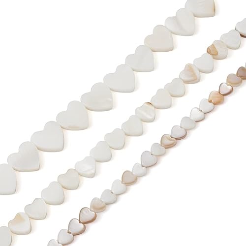 Fashewelry 147 cuentas sueltas de concha de agua dulce natural de corazón blanco melocotón corazón concha de mar espaciador cuentas de 0.236 in0.315