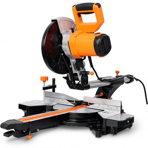 10 Inch Single Bevel Sliding Miter Saw, 2 Speed 3200/5000 RPM Compound Chop Saw with 48T Blade, Dust Collection Bag, 0-45° Bevel, 3.5 x 13 in Cutting Capacity, ETL Listed