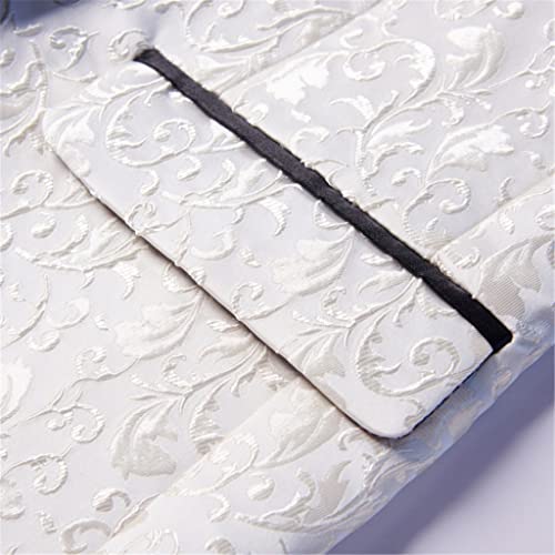 White Men's Suit Slim Tuxedo Tailored Suit Groom Prom Wedding Suit (Jacket + Black Trousers)4