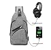 Produktbild BSTcentelha, Schulter-Umhängetasche für Frauen und Männer, leichte Tasche zum Wandern und Reisen, Tagesrucksack mit USB Lade-Schnittstelle (Grau)