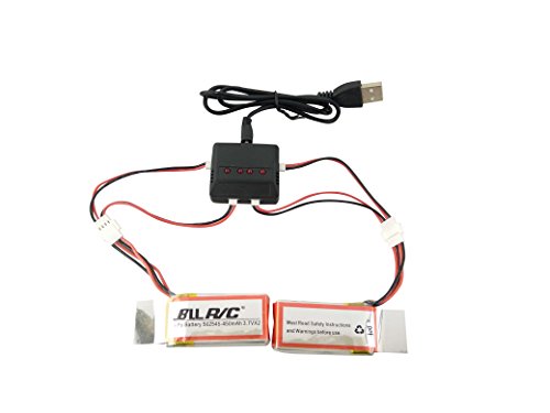 sea jump 2PCS 450mAh Battery and 1to2 Charger for UDI U818A U845 U919 U919A U945A RC Quadcopter Drone Spare Parts (2 Batteries + Charger)