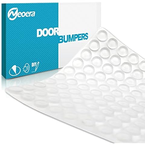 Neoera Cabinet Door Bumpers Rubber Feet (200pcs, 3/8” Dia, Clear Cylindrical Shape) Adhesive Sound Dampening Pads for Cabinet Doors, Drawers, Glass Tops, Cutting Boards, Laptop Cover