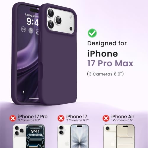 GONEZ Magnetic for iPhone 17 Pro Max Case, [Compatible with MagSafe] Anti-Scratch Microfiber Lining & Screen Protector, Silicone Camera Control, Shockproof Slim Phone Cover 6.9 inch, Deep Purple by GONEZ - Used condition - Image 8