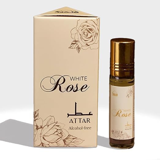 White Rose Attar, Alcohol-Free Perfume Oil, Roll-On Applicator Luxury Long Lasting Perfume OIL | 6ML |