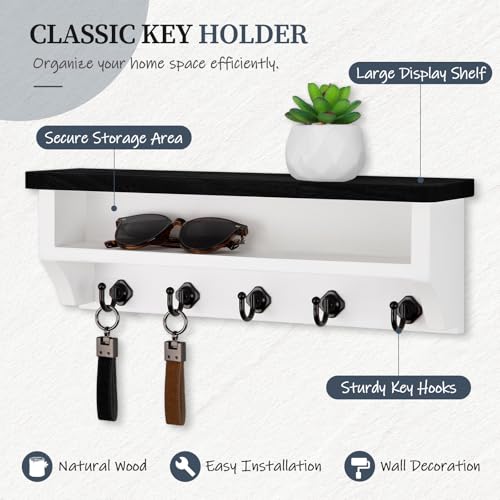 Nekon Key Holder Wall Mount, Wall Organizer Shelf with 5 Key Hooks by Nekon - Used condition - Image 2