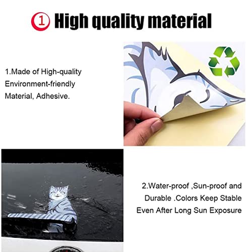 Moving Tail Kitty Car Decal - Rear Window And Wiper Decal - Two (2) Cat Stickers (Smiling And Frowning) And 4 Tails Included - Vinyl 10In X 6In Cats #TOP5