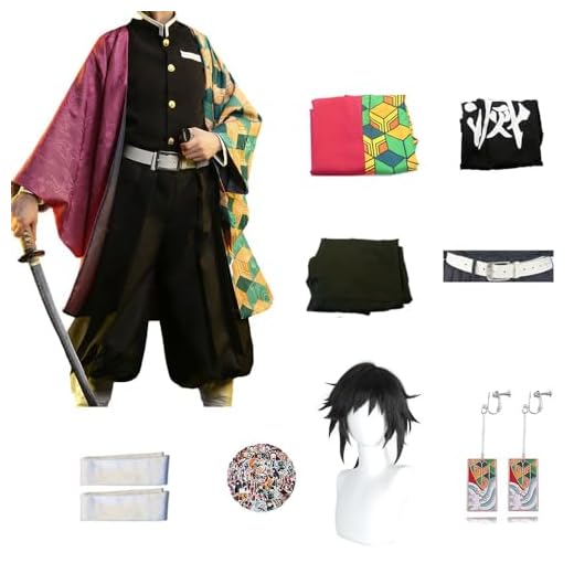 Anime Demon Kimetsu Tomioka Giyuu Disfraces de Cosplay Peluca de tensión Completa de Mitsuri para Accesorios de Kimono de Halloween Uniforme de Traje para niños, L