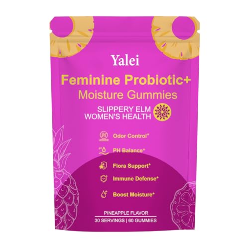 Yalei Slippery Kitty Gummies | her Juicy Feminine probiotics Gummies | Support pH Balance & Digestive Health Slippery Elm for Women | 60 Count | Pineapple Flavor