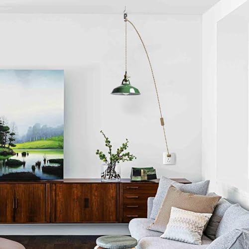 Image of YUBOLE Modern Green Plug-in Pendant Light Macaron Kitchen Hanging Swag Lamp
