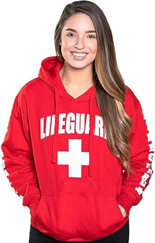 LIFEGUARD Womens Hoodie Sweatshirt Authentic Red