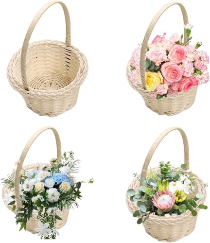 4 Stück Körbe Für Blumenmädchen - -Webkörbe Hochzeits-Blumenkorb...