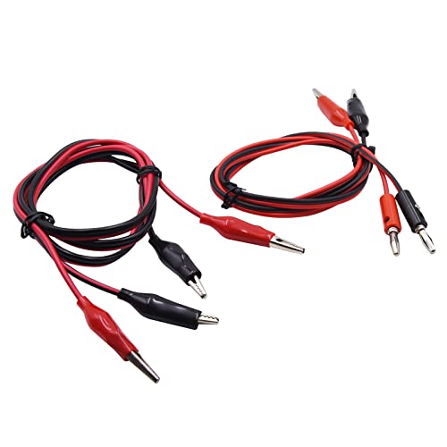 Image of Blomiky 1M 1 Red and 1 Black 2 Wire Alligator Clips to Allligator Clips and 1 Red and 1 Black 2 Wire Alligator Clip Plug to 4mm Banana Plug Alligactor Clip Cable