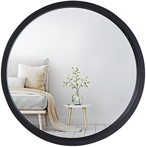 Mirrorize Large 56cm Round Black Bathroom Mirror, Circle Framed Vanity Mirror, Wall Mirror for Living Room Hallway Bedroom, Make Up Mirror, IMP8435