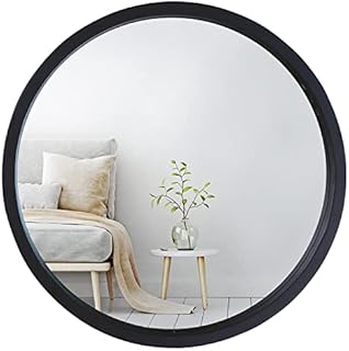 Mirrorize Large 56cm Round Black Bathroom Mirror, Circle Framed Vanity Mirror, Wall Mirror for Living Room Hallway Bedroom, Make Up Mirror, IMP8435