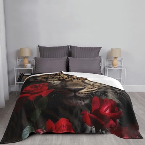 Couverture pour canapé légère rose imprimé léopard en flanelle - 6