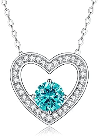 Necklaces for Women 925 Sterling Silver Love Heart Pendant Birthstone Rose Gold Necklace Jewellery Gifts for Mum Her Wife Girlfriend Anniversary Birthday Mothers Day Christmas Valentines Gift