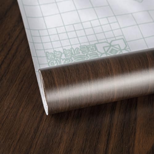 TOTIO Papel Pintado de Grano de Madera de Nogal Marrón Oscuro 40X300CM Engrosado Mate Impermeable Adhesivo para Muebles Adhesivo de Pared Autoadhesivo Película Decorativa de Vinilo para Cocina y Baño