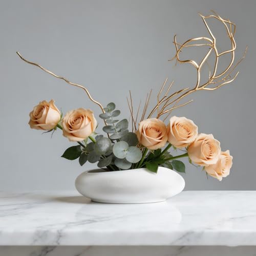 Elifinds Flower Frog Vase Kit, Ikebana Floral Arrangement, Ceramic Water Drop Pot Flower Arrangement Vase Kit (White Large Size) by Elifinds - Image 3
