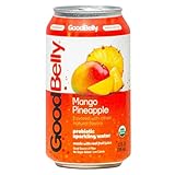 GoodBelly Organic Mango Pineapple Prebiotic Flavored Sparkling Water| Refreshing Sparkling Water with Real Fruit Juice | No Added Sugar, Low Calorie | 12oz Cans - Pack of 12