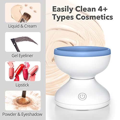 Electric Makeup Brush Cleaner Machine - Alyfini Portable Automatic Usb Cosmetic Brushes Cleaner For All Size Beauty Makeup Brush Set, Liquid Foundation, Contour, Eyeshadow, Blush Brush (Whiteblue) #TOP5