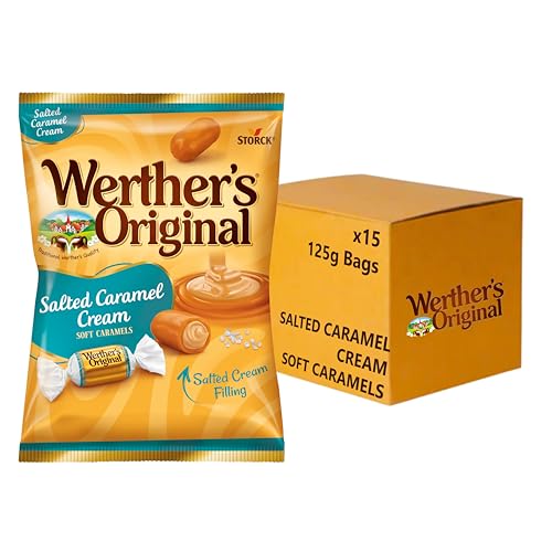 Werther's Original Salted Caramel Soft Cream Caramels – Sweet & Salty Chewy Sweets, Individually Wrapped, 125 g (Pack of 15)