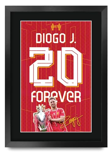 Foto de Diogo Jota firmada Liverpool enmarcada A3 regalo para aficionados al fútbol inglés