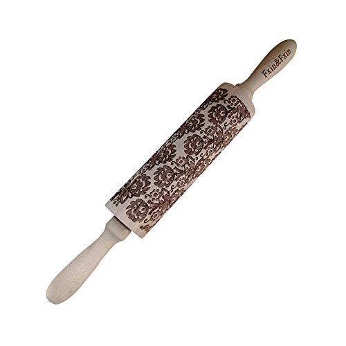 Fxin&Fxin Embossed Rolling Pins - Folk Flower Design Engraved Patterned Embossing Carved Decorative