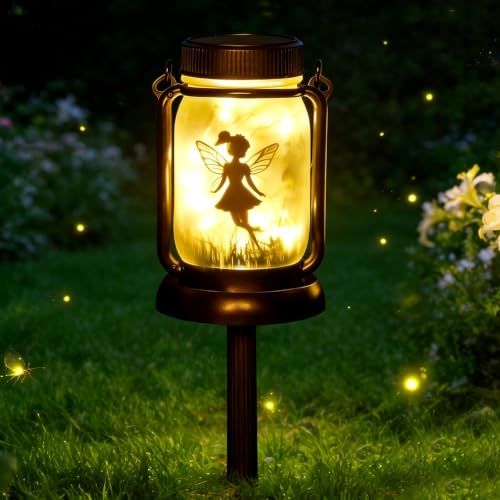Lampes solaires à suspendre pour l'extérieur, lanternes solaires d'extérieur étanches IP65, lampes solaires de jardin, lumières de décoration de jardin, fée papillon dans un bocal pour patio, pelouse