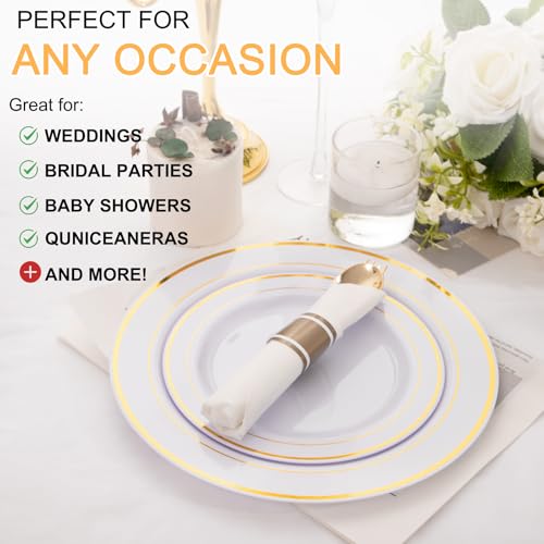Joyido 400PCS Pre Rolled Gold Plastic Silverware Sets - Heavy Duty Gold Cutlery - Include 100 Pack Wrapped Disposable Utensils with Napkins for Parties, Dinners & Weddings - Thumbnail 5
