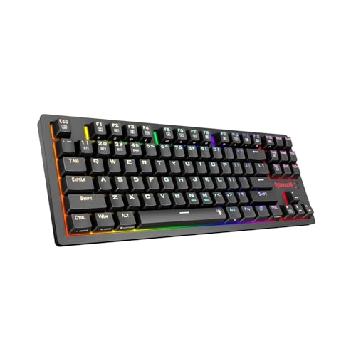 Redragon K598P-KBS TKL ���C�����X �Q�[�~���O�L�[�{�[�h ���J�j�J���L�[�{�[�h �� 87�L�[ �e���L�[���X�yBT/2.4GHz/USB-C�L���z�}�N���Ή� RGB�o�b�N���C�g 3000mAh�o�b�e���[ �A���`�S�[�X�g �S�L�[���[���I