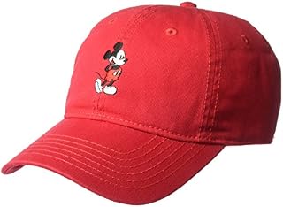 Disney Men's Washed Twill Baseball Cap, Adjustable, Red Full Mickey, One Size