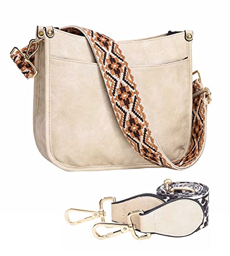 Topttanbo Cross Body Bag Purses For Women With 2 Guitar Strap Vegan Leather Shoulder Hobo Handbags (Beige) #TOP16