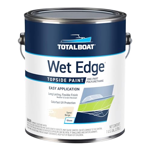 Image of TotalBoat Wet Edge Topside Marine Paint Premium Polyurethane Coating for Boats, RVs, Exterior Trim, Fiberglass, Metal, and Wood (Sand Beige, Gallon)