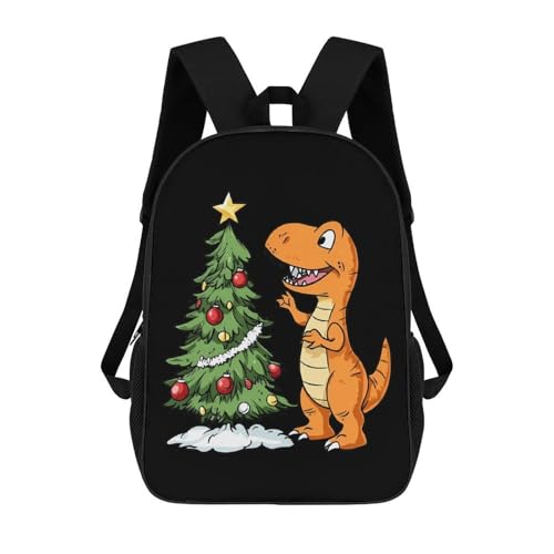 Dragon Christmas Tree Travel Backpack 17 Inch Casual Daypack Shoulder Bag with Adjustable Shoulder Straps