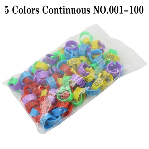 Numeros de identificacion de animales 001-100 en anillos de pollo 4