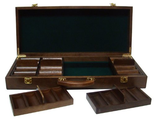 Poker Quality Walnut Wooden 500 Chip Case - Thumbnail 2