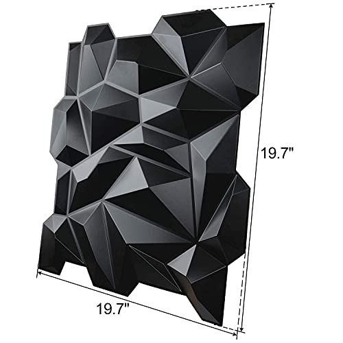 Image of Art3d PVC 3D Diamond Wall Panel Jagged Matching-Matt Black, for Residential and Commercial Interior Decor