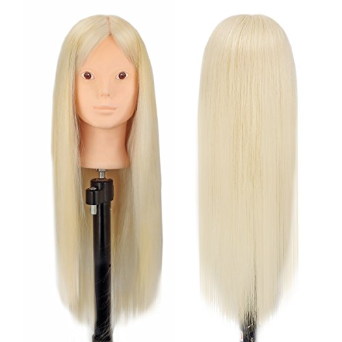 CoastaCloud 24" Cosmetology Mannequin Manikin Heads Training Head for Eyelash Makeup Practice Hairdressing Training with Table Clamp - Kara