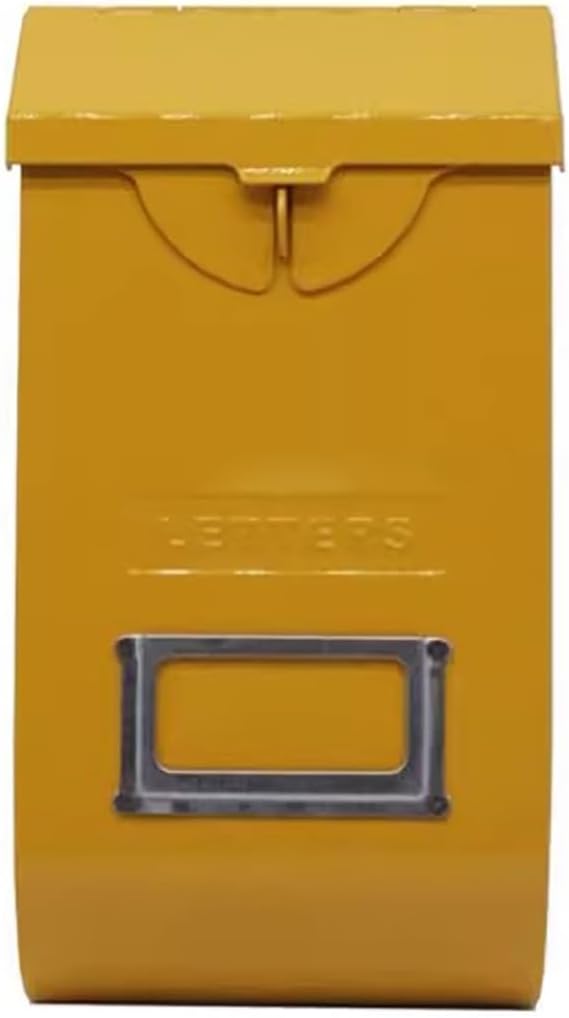 Tin Plate Mailbox, Wall Mount Mailbox, Easy to Install and Use, Post Mount Residential Mailboxes for Mail Rent Deposit and Night Key(Yellow)