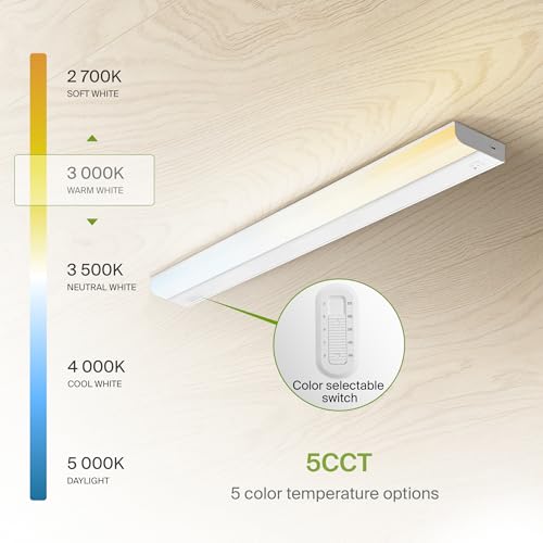 Image of ASD LED Under Cabinet Lighting Hardwired, 32 Inch 16W 2700K-5000K Selectable, 1436LM, CRI90+, Direct Wire Linkable Under Counter Lights for Kitchen, Dimmable Under Cabinet Lights, White, UL Certified