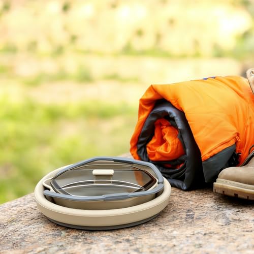 CAMPWOLF HEX Foldable Camping Kettle 1L - Portable Silicone Kettle with Stainless Steel Base, BPA-Free Tea Pot for Hiking & Outdoor Cooking (Khaki) - Image 7