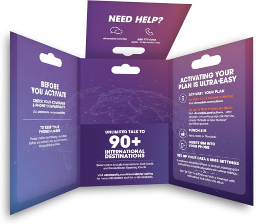 Image of Ultra Mobile 8GB Prepaid SIM Kit, 3-Month Plan on the T-Mobile 5G Network | Unlimited calling to 90+ international destinations, U.S. talk, global text, hotspot, Wi-Fi Calling, keep your phone & number