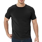 Design élégant : coupe légèrement ajustée, t-shirt en bambou à ourlet incurvé, col épuré, design basique, couleur unie qui dure, facile à assortir à toutes les tenues, parfait comme couche de base et à porter seul, t-shirt idéal pour tous les jours